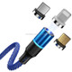 CAFELE 3 In 1 8 Pin + Micro USB + Type-C / USB-C Magneto Series Magnet Charging Data Cable, Length: 2m (Blue)