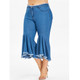 Fashion Women Plus Size Casual Pants(Color:Royal Blue Size:XXXXXL)