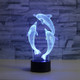 Three Dolphins Shape 3D Colorful LED Vision Light Table Lamp, USB Touch Version