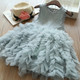 Summer Girls Sleeveless Tutu Lace Dress, Kid Size:130cm(Grey)