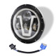 7 inch H4 DC 9V-30V 6000LM 6000K/3000K 55W IP67 3LED Lamp Beads Car Round Shape LED Headlight Lamps for Jeep Wrangler, with Angel Eye