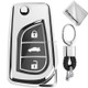 TPU One-piece Electroplating Opening Full Coverage Car Key Case with Key Ring for TOYOTA YARIS L / COROLLA / YARIS L / CAMRY / VIOS / HIGHLANDER (Silver)