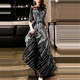 Spring and Summer Half Sleeved Long Slim Sequins Hosted Banquet Dress, Size:L(Black)