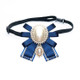 Women Pearl Bow-knot Bow Tie Cloth Brooch Clothing Accessories, Style:Tie Belt Version(Blue)