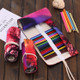 72 Slots Sunset Tree Print Pen Bag Canvas Pencil Wrap Curtain Roll Up Pencil Case Stationery Pouch