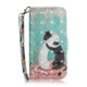 3D Painting Black White Cat Pattern Coloured Drawing Horizontal Flip Leather Case for LG Q60, with Holder & Card Slots & Wallet