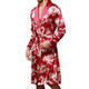 Men's Long Paragraph Silk Pajamas (Color:Burgundy Size:L)