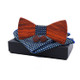 3 in 1 Men Rosewood Bowknot + Pocket Square Towel + 2 Cufflinks Set(Blue Square)