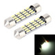 2 PCS 2W 100 LM 6000K 39MM Bicuspid Port Car Dome Lamp LED Reading Light with 16 SMD-4014 LED Lamps, DC 12V(White Light)