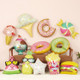 4 PCS Doughnut Candy Ice Cream Shaped Foil Balloons Happy Birthday Decorations Big Inflatable Helium(Pink balloon)