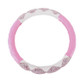 The Color Pink + White Leather Car Steering Wheel Cover Sets Four Seasons General with Diamond