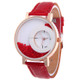 Women Crystal Sands Snake Skin Texture Leather Belt Watch(Red)