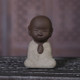 Colored Sand Ceramic Kungfu Little Monk Decorative Ornaments Creative Home Desktop Tea Pet Teaware Crafts (Grey)