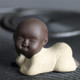 Colored Sand Ceramic Kungfu Little Monk Decorative Ornaments Creative Home Desktop Tea Pet Teaware Crafts (Light Yellow)