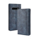 Magnetic Buckle Retro Texture Horizontal Flip Leather Case for Galaxy S10+, with Holder & Card Slots & Wallet (Blue)