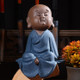 Colored Sand Ceramic Kungfu Little Monk Decorative Ornaments Creative Home Desktop Tea Pet Teaware Crafts (9)