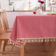 Tassel Lace Daisy Print Cotton Linen Tablecloth, Size:140x180cm(Red Stripes)