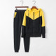 Fashion Stitching Casual Sport Hooded Suit (Color:Yellow Size:S)