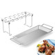 Stainless Steel Chicken Wing Leg Barbecue Rack with Drip Pan(Silver)