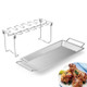 Stainless Steel Chicken Wing Leg Barbecue Rack with Drip Pan(Silver)