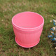 10 PCS Imitation Wooden Barrel Plastic Resin Flower Pot with Tray, Top Diameter: 19cm, Height: 16.5cm(Pink)