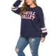 Loose Top Pullover Letter Sweater (Color:Dark Blue Size:XL)