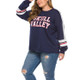 Loose Top Pullover Letter Sweater (Color:Dark Blue Size:XXL)