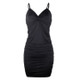 Low-cut Deep V-folded Sling Openwork Hip Dress (Color:Black Size:XXL)