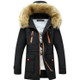 Long Section Cotton Suit Men Plus Velvet Thick Warm Jacket Large Fur Collar Coat Lovers Jacket, Size:XXXXXL(Black)