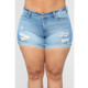 Plus Sized Cowgirl Shorts Hot Pants (Color:Sky Blue Size:XXXL)