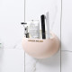 Wall Hanging Traceless Sucker Toothbrush Holder Multifunction Bathroom Storage Shelf (Beige)