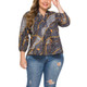 Printed Chain Long Sleeve Large Size Shirt Female (Color:Black Size:XXXL)