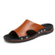 Men Casual Beach Shoes Slippers Microfiber Wear Sandals, Size:44(Brown)