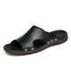 Men Casual Beach Shoes Slippers Microfiber Wear Sandals, Size:44(Black)