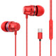 USB-C / Type-C Interface In Ear Wired Mega Bass Earphone with Mic (Red)