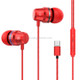 USB-C / Type-C Interface In Ear Wired Mega Bass Earphone with Mic (Red)