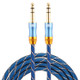 EMK 6.35mm Male to Male 4 Section Gold-plated Plug Grid Nylon Braided Audio Cable for Speaker Amplifier Mixer, Length: 2m(Blue)