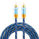 EMK 8mm RCA Male to 6mm RCA Male Gold-plated Plug Grid Nylon Braided Audio Coaxial Cable for Speaker Amplifier Mixer, Length: 2m(Blue)