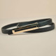 Rectangular Metal Buckle PU Leather Frosted Fine Belt for Women, Length: 1030 x 14mm(Black)