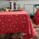 Linen Cotton Christmas Party Tablecloth Rectangle Bronzing Dinning Table Cover, Size:140x220cm(Red)