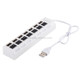 7 Ports USB Hub 2.0 USB Splitter High Speed 480Mbps with ON/OFF Switch, 7 LED(White)