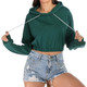 Hooded Striped Long Sleeve Loose Sweatshirt (Color:Green Size:S)