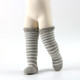 Autumn And Winter Baby Terry Warmth Plus Velvet Thick High Knee Socks, Size:0-1 Years Old(White Stripes On Gray Background)