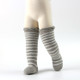 Autumn And Winter Baby Terry Warmth Plus Velvet Thick High Knee Socks, Size:1-2 Years Old(White Stripes On Gray Background)