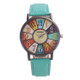 Retro Personality Digital Turntable PU Leather Strap Quartz Watch(Green)