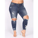 Fashion Ripped Denim Pants (Color:Dark Blue Size:XXL)