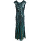 Women Beaded Long Fishtail Dress (Green_M)