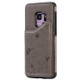 For Galaxy S9 Cat Bee Embossing Pattern Shockproof Protective Case with Card Slots & Photo Frame(Grey)