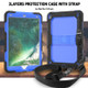 Shockproof Transparent PC + Silica Gel Protective Case for iPad Air (2019), with Holder & Shoulder Strap (Blue)