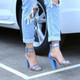 Thick Heeled Serpentine High Heel Sandals, Color:39(Blue)